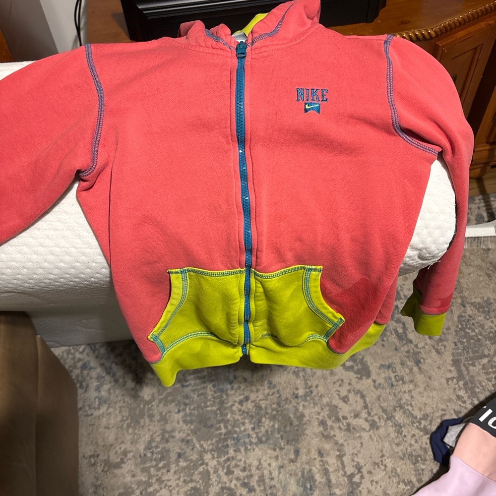 Nike Kids Colorblock Zip Hoodie Youth Large 12-13 Pink Green Blue